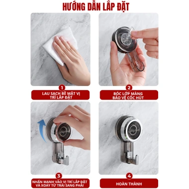 Móc Treo Đồ Hút Chân Không Đa Năng HIKARI – Hút Chắc, Không Khoan Đục, Tái Dùng