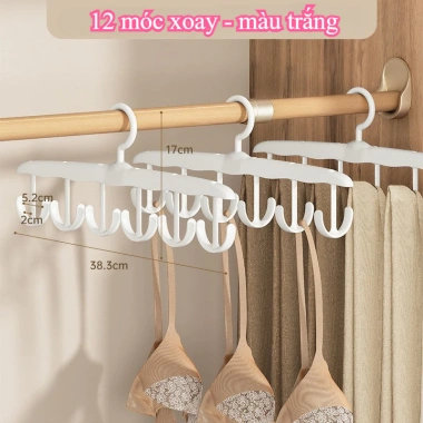 Móc treo đồ nhựa đa năng 12 thanh - tiện cho đồ lót, khăn tắm, thắt lưng, cà vạt, túi xách, mũ - Giá chỉ 19.800₫ 10