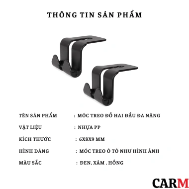Móc Treo Đồ Ô Tô Hai Đầu Đa Năng CarMax - Giá Đỡ Điện Thoại Gắn Lưng Ghế Xe, Chỉ 39.997₫