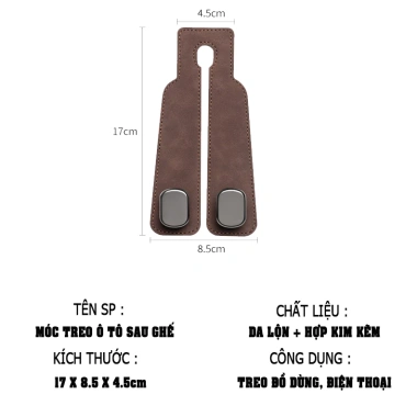 Móc treo đồ ô tô PICAUTO da lộn hợp kim kẽm – Đa năng gắn sau ghế, 59.000₫
