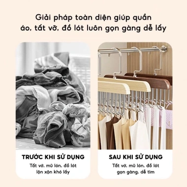 Móc treo gỗ đa năng 8 móc xoay 360 – Gọn gàng treo đồ lót, cà vạt, thắt lưng, khăn – Giá ưu đãi 15.581₫ 5