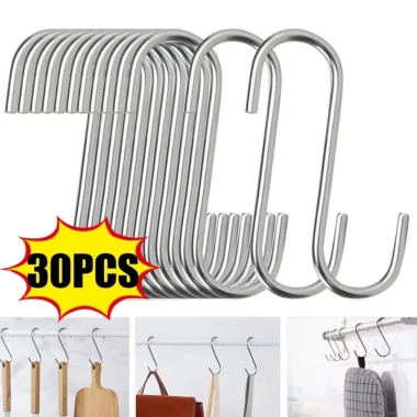 Móc treo kim loại chữ S thép không gỉ 10/20/30 cái - Đa chức năng lưu trữ phòng tắm, nhà bếp, quần áo - Giao nhanh