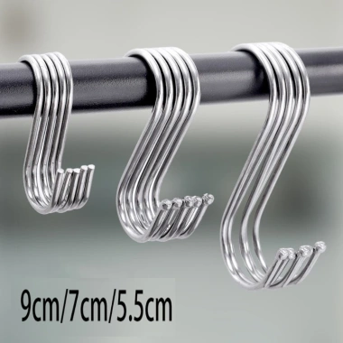 Móc treo kim loại chữ S thép không gỉ 10/20/30 cái - Đa chức năng lưu trữ phòng tắm, nhà bếp, quần áo - Giao nhanh 8