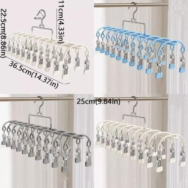 Móc treo phơi quần áo SKJK thép không gỉ 20 kẹp, chống gió không trượt, tiết kiệm không gian - 124.850 VND