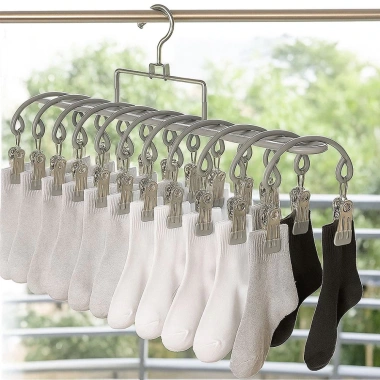 Móc treo phơi quần áo SKJK thép không gỉ 20 kẹp, chống gió không trượt, tiết kiệm không gian - 124.850 VND