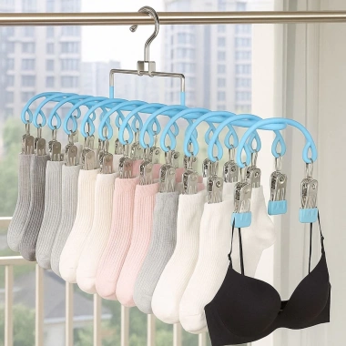 Móc treo phơi quần áo SKJK thép không gỉ 20 kẹp, chống gió không trượt, tiết kiệm không gian - 124.850 VND