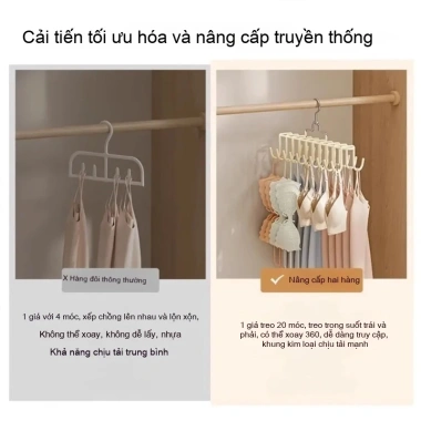 Móc treo quần áo 20 kẹp đa năng GREENSINDOOR - inox không gỉ, móc phơi giày, tiết kiệm không gian - giá 63.500đ