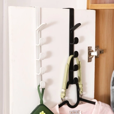 Móc treo quần áo 5 móc gắn sau cửa - Nhựa cao cấp, chắc chắn, tiện lợi, giá 13.259 VND