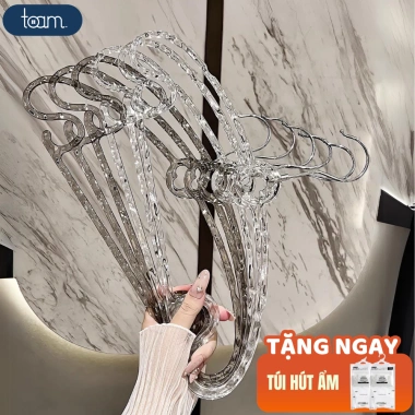 Móc treo quần áo chống trượt vân kim cương trong suốt sang chảnh, xoay 360 linh hoạt - giá 57.000₫