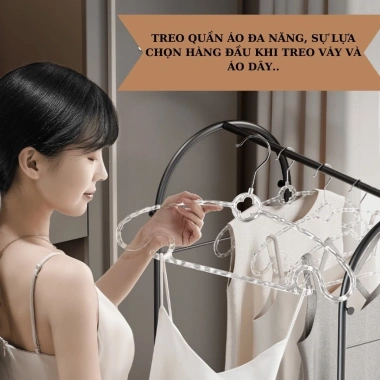 Móc treo quần áo chống trượt vân kim cương trong suốt sang chảnh, xoay 360 linh hoạt - giá 57.000₫