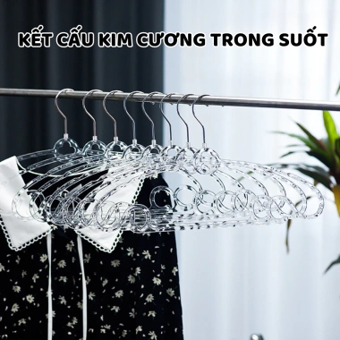Móc treo quần áo chống trượt vân kim cương trong suốt sang chảnh, xoay 360 linh hoạt - giá 57.000₫
