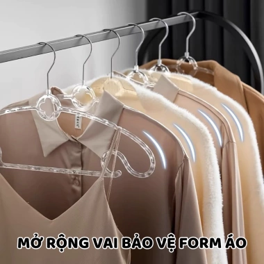 Móc treo quần áo chống trượt vân kim cương trong suốt sang chảnh, xoay 360 linh hoạt - giá 57.000₫