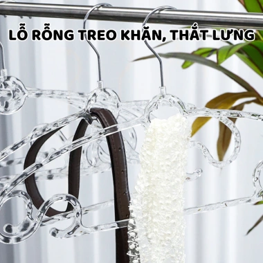 Móc treo quần áo chống trượt vân kim cương trong suốt sang chảnh, xoay 360 linh hoạt - giá 57.000₫