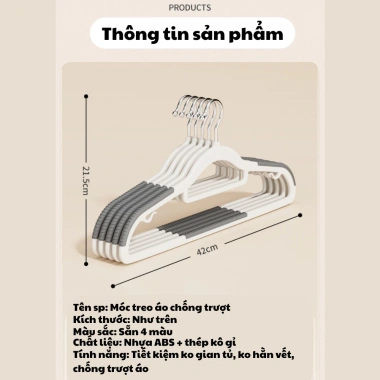Móc treo quần áo đa năng chống trượt, đệm vai cao su xoay 360, nhựa cao cấp bền, chịu tải nặng, độ bền cao, giá ưu đãi 25k 2
