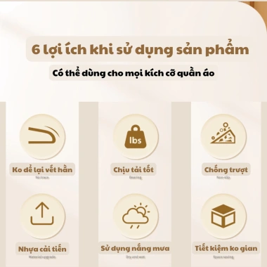 Móc treo quần áo đa năng chống trượt, đệm vai cao su xoay 360, nhựa cao cấp bền, chịu tải nặng, độ bền cao, giá ưu đãi 25k 3