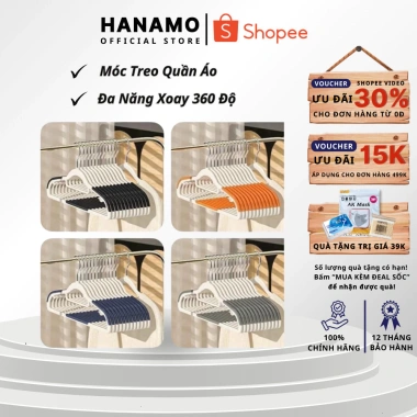 Móc treo quần áo đa năng chống trượt xoay 360° nhựa, chịu nặng, chỉ 52.000₫
