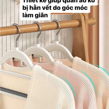 Móc treo quần áo đa năng chống trượt xoay 360° nhựa, chịu nặng, chỉ 52.000₫