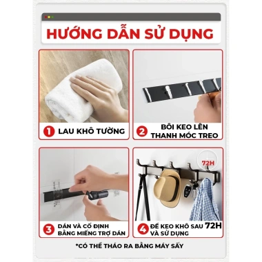 Móc Treo Quần Áo Đa Năng Dán Tường Nhôm Chống Gỉ, Chịu Lực 60kg - Giá 78.000đ