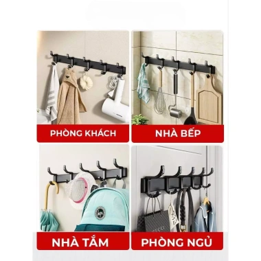 Móc Treo Quần Áo Đa Năng Dán Tường Nhôm Chống Gỉ, Chịu Lực 60kg - Giá 78.000đ 6 Móc Treo Quần Áo Đa Năng Dán Tường Nhôm Chống Gỉ, Chịu Lực 60kg - Giá 78.000đ 6