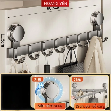 Móc treo quần áo đa năng dán tường nhôm hàng không chống gỉ DL22 chịu lực 10kg 2