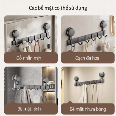 Móc treo quần áo đa năng dán tường nhôm hàng không chống gỉ DL22 chịu lực 10kg 6