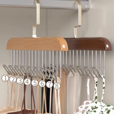 Móc treo quần áo đa năng gỗ tự nhiên 8 móc - Treo áo lót, mũ, túi xách, chỉ 26.000₫
