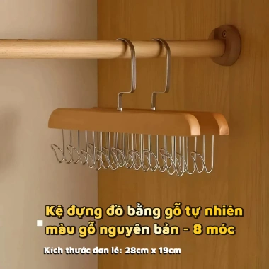 Móc treo quần áo đa năng gỗ tự nhiên 8 móc - Treo áo lót, mũ, túi xách, chỉ 26.000₫ 7 Móc treo quần áo đa năng gỗ tự nhiên 8 móc - Treo áo lót, mũ, túi xách, chỉ 26.000₫ 7
