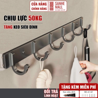 Móc Treo Quần Áo Dán Tường Đa Năng 50KG - Keo Dính Không Khoan, Giá Chỉ 64.680đ | SANHE MALL