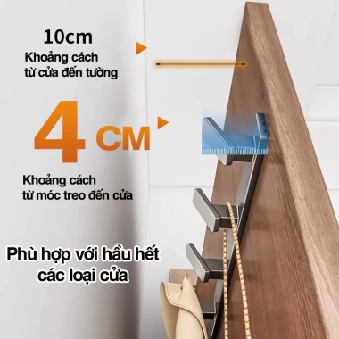 Móc treo quần áo dán tường đa năng 50kg thép carbon, chống gỉ, kèm keo dán & ốc vít - 55.000