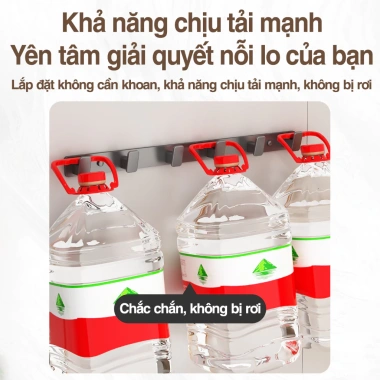 Móc treo quần áo dán tường đa năng 50kg thép carbon, chống gỉ, kèm keo dán & ốc vít - 55.000