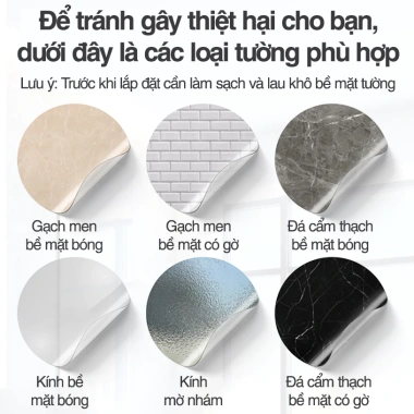 Móc treo quần áo dán tường đa năng 50kg thép carbon, chống gỉ, kèm keo dán & ốc vít - 55.000