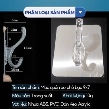 Móc treo quần áo dán tường đa năng siêu dính chịu lực dày chắc chỉ 9.900₫