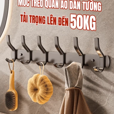 Móc treo quần áo dán tường HIKARI đa năng, hợp kim thép cacbon, chịu 50kg, giảm giá 71.000 VND