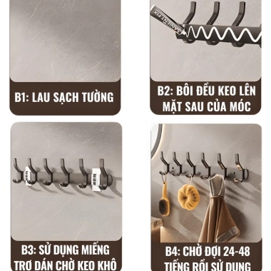 Móc treo quần áo dán tường HIKARI đa năng, hợp kim thép cacbon, chịu 50kg, giảm giá 71.000 VND 9 Móc treo quần áo dán tường HIKARI đa năng, hợp kim thép cacbon, chịu 50kg, giảm giá 71.000 VND 9