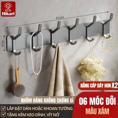 Móc treo quần áo dán tường HIKARI đa năng, hợp kim thép cacbon, chịu 50kg, giảm giá 71.000 VND 10 Móc treo quần áo dán tường HIKARI đa năng, hợp kim thép cacbon, chịu 50kg, giảm giá 71.000 VND 10