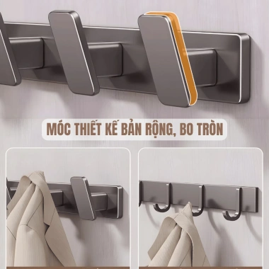 Móc treo quần áo dán tường HIKARI - Hợp kim thép carbon, móc rộng, tải cao EA-66 5 Móc treo quần áo dán tường HIKARI - Hợp kim thép carbon, móc rộng, tải cao EA-66 5