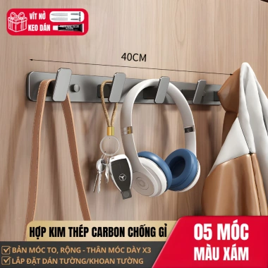 Móc treo quần áo dán tường HIKARI - Hợp kim thép carbon, móc rộng, tải cao EA-66