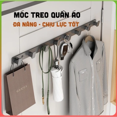 Móc treo quần áo dán tường nhôm hàng không chống gỉ 50kg, tặng keo dán, 59.000₫