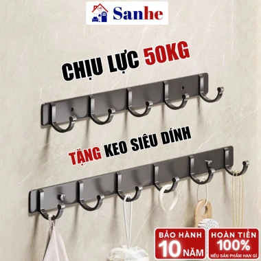 Móc treo quần áo dán tường SANHE 50KG, keo dính không khoan - Giá chỉ 65.000đ