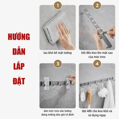 Móc treo quần áo dán tường SANHE 50KG, keo dính không khoan - Giá chỉ 65.000đ 9