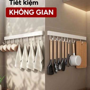 Móc treo quần áo dán tường thép carbon chống gỉ - tặng keo dán, cho nhà bếp, tắm