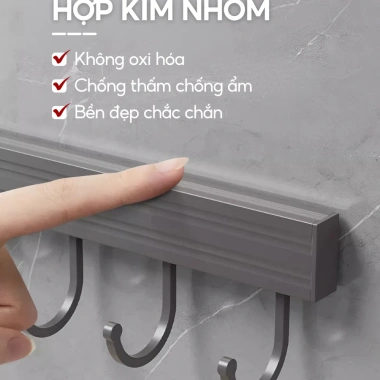 Móc treo quần áo dán tường thép carbon chống gỉ - tặng keo dán, cho nhà bếp, tắm