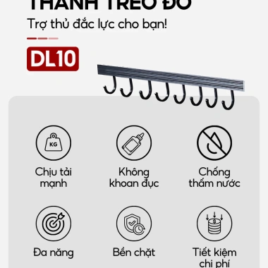 Móc treo quần áo dán tường thép carbon chống gỉ - tặng keo dán, cho nhà bếp, tắm