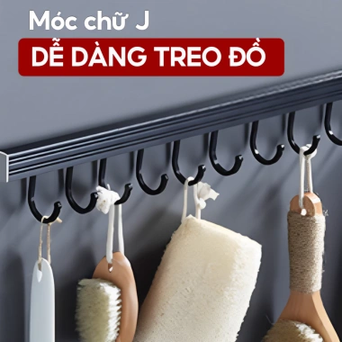Móc treo quần áo dán tường thép carbon chống gỉ - tặng keo dán, cho nhà bếp, tắm