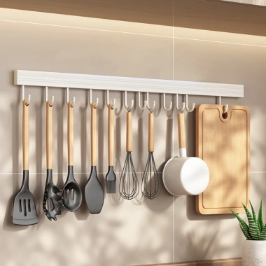 Móc treo quần áo dán tường thép carbon chống gỉ - tặng keo dán, cho nhà bếp, tắm