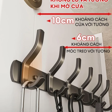 Móc treo quần áo Enomax gắn tường siêu dính chịu lực 50KG Thép carbon không gỉ kèm keo dán và ốc vít 3