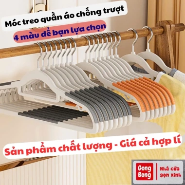 Móc treo quần áo G 10 chiếc - Chống trượt, xoay 360°, inox cao cấp, chịu lực tốt