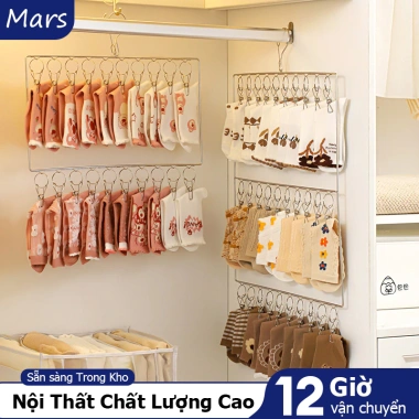 Móc treo quần áo gấp gọn inox 304 - Giá treo 2 tầng, sào phơi, giảm giá 73.999 VND