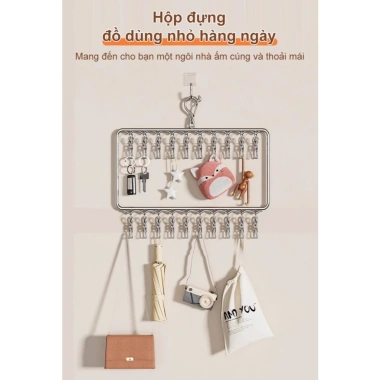 Móc treo quần áo gấp gọn inox 304 - Giá treo 2 tầng, sào phơi, giảm giá 73.999 VND