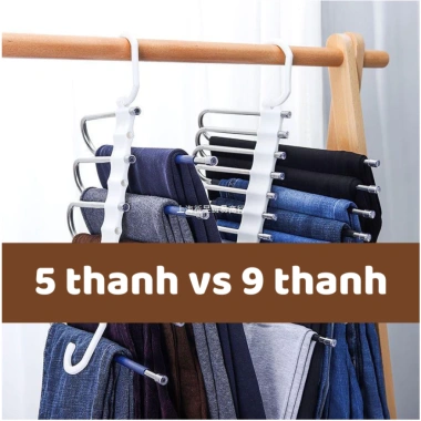 Móc treo quần áo gấp gọn inox đa năng 5-9 tầng - Tiện lợi, chất lượng cao, 48.960₫